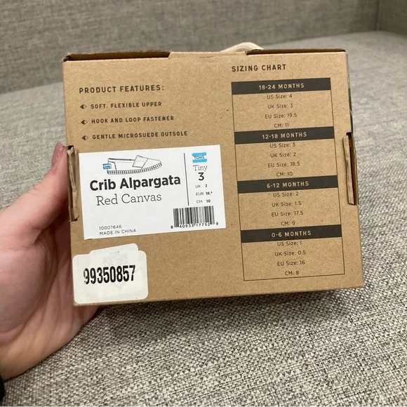 Tom’s size 3 Crib Alpargata Red Canvas EUC includes box - Picture 2 of 4